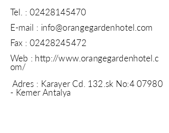 Orange Garden Apart Hotel iletiim bilgileri